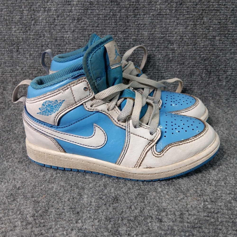 Nike Air Jordan 1 Mid Toddler Shoes Blue White Leather Lace Up 1Y FZ3932114